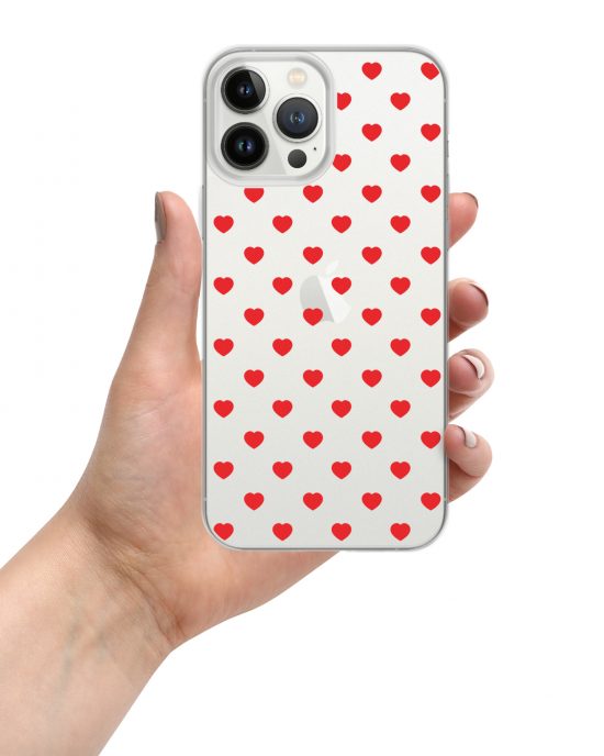 Transparent Heart Polka iPhone Case
