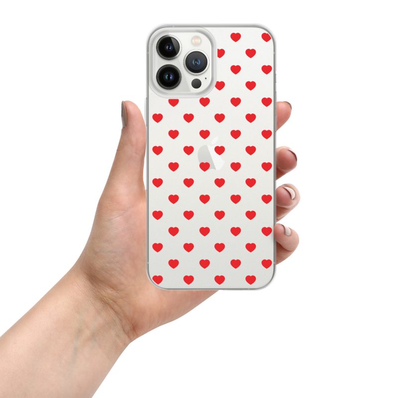 Transparent Heart Polka iPhone Case